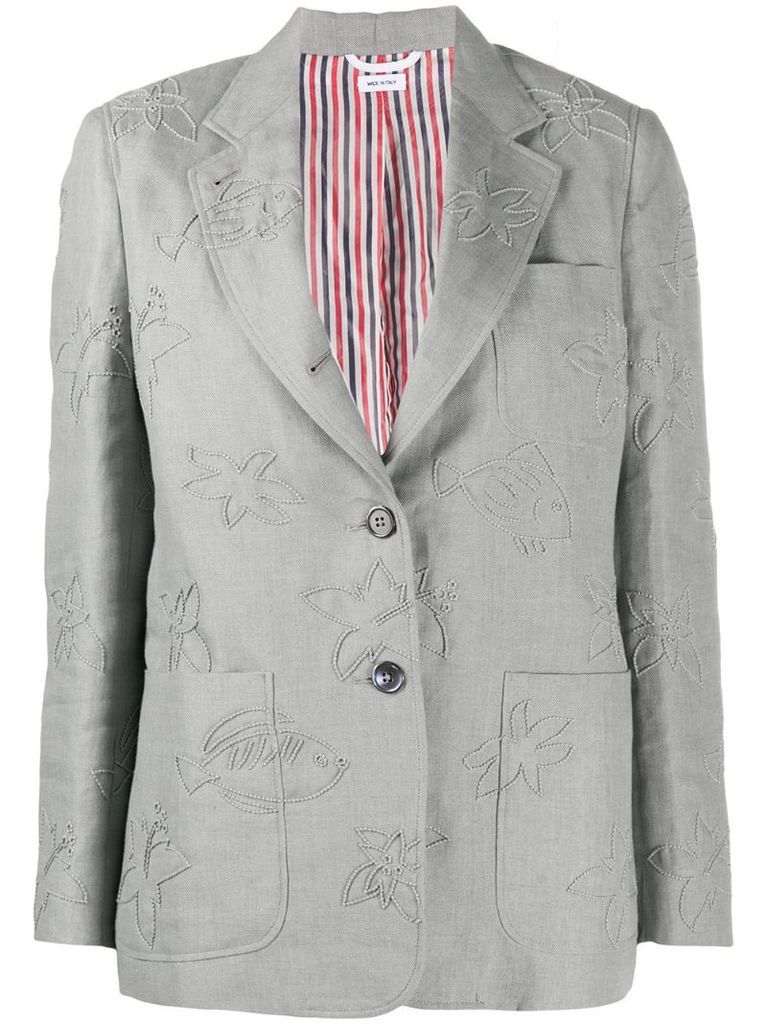 fish and floral beaded blazer