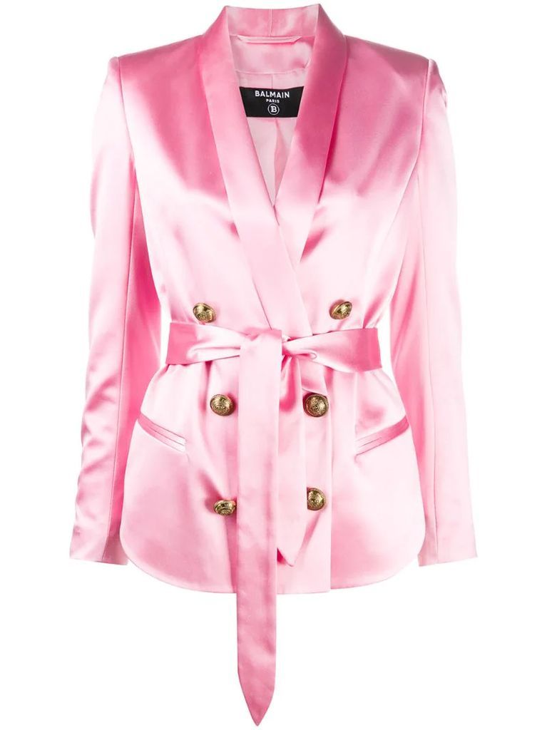 double-breasted belted blazer