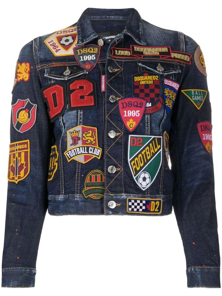 patch embellished denim jacket