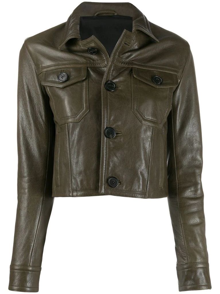 patch pockets leather jacket