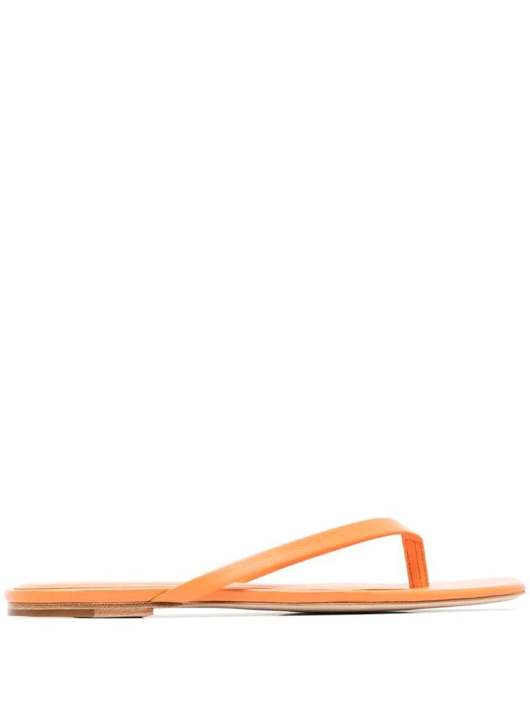 square-toe flip flop sandals
