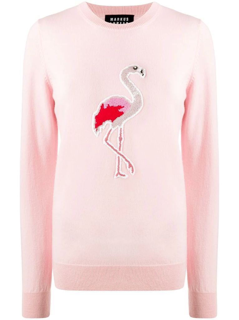 sequin Flamingo jumper