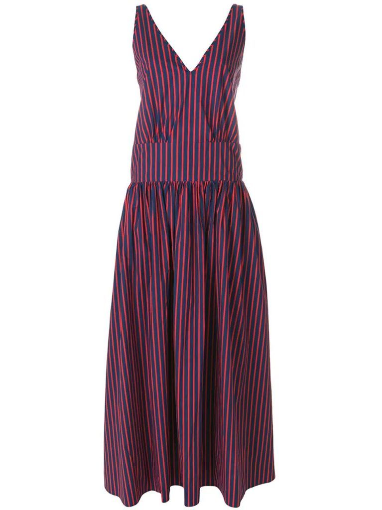 striped v-neck dress