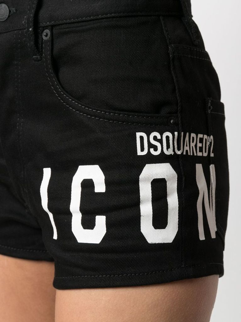 logo-print denim shorts