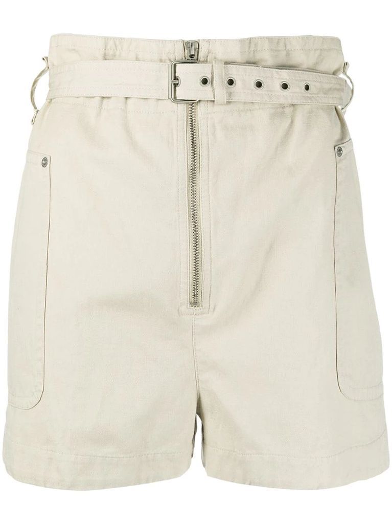 paperbag-waist belted shorts