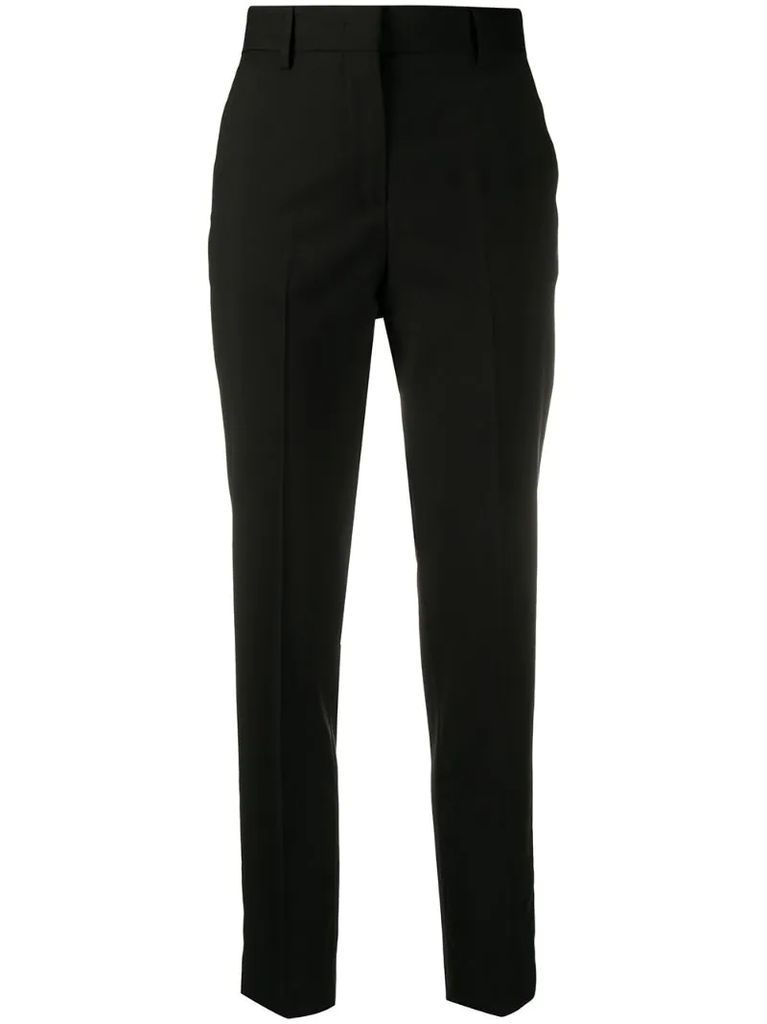 high-rise slim-fit trousers