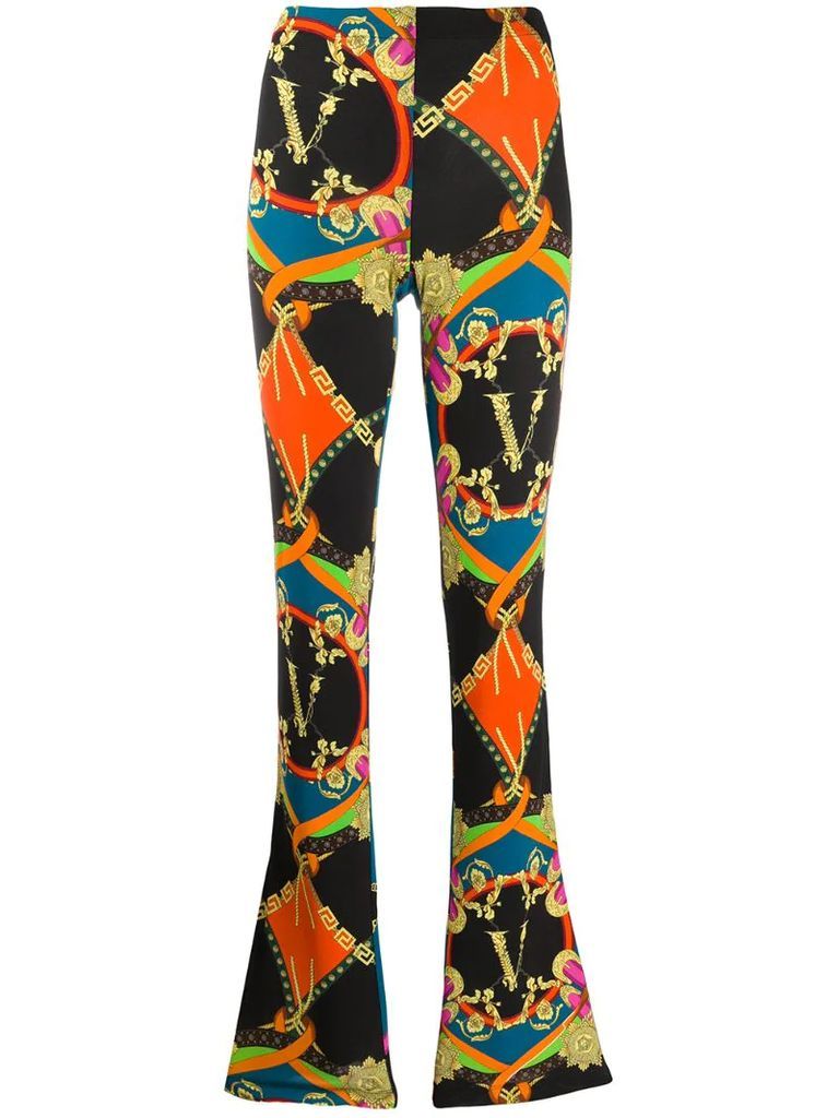 graphic print flared trousers