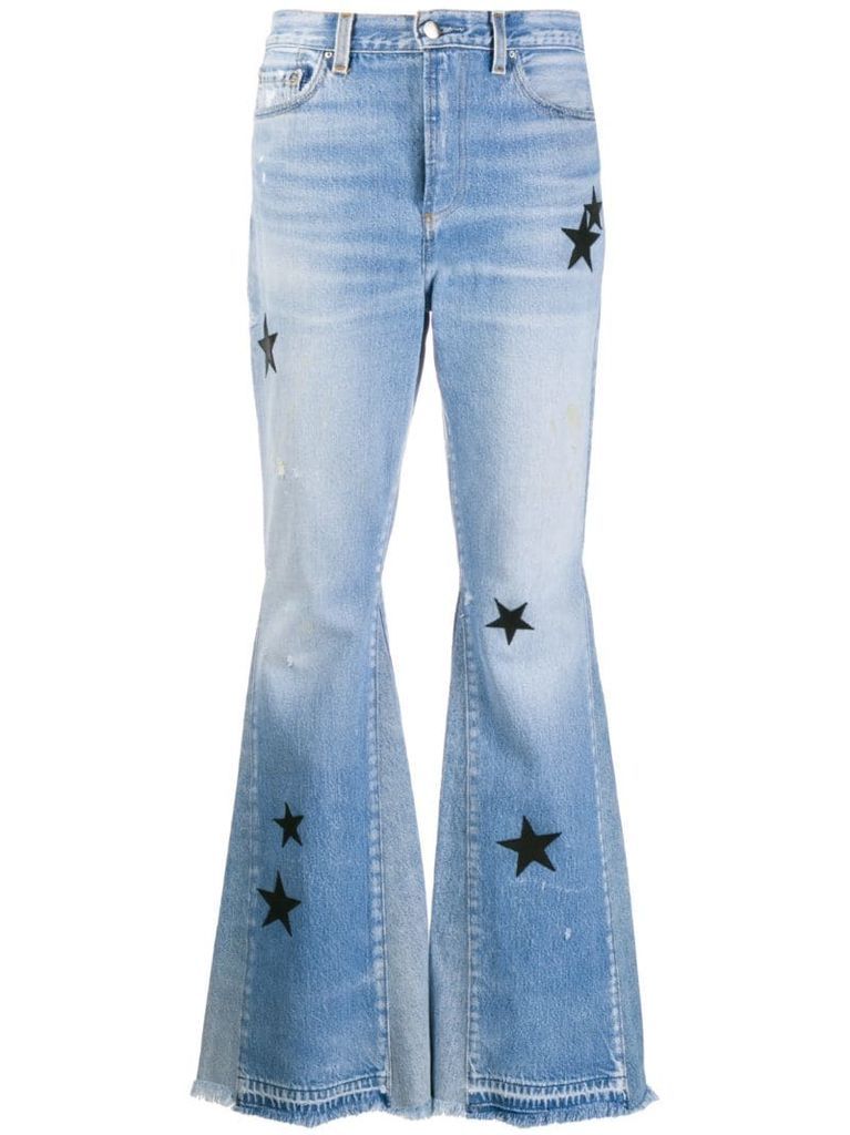 star patch flared jeans