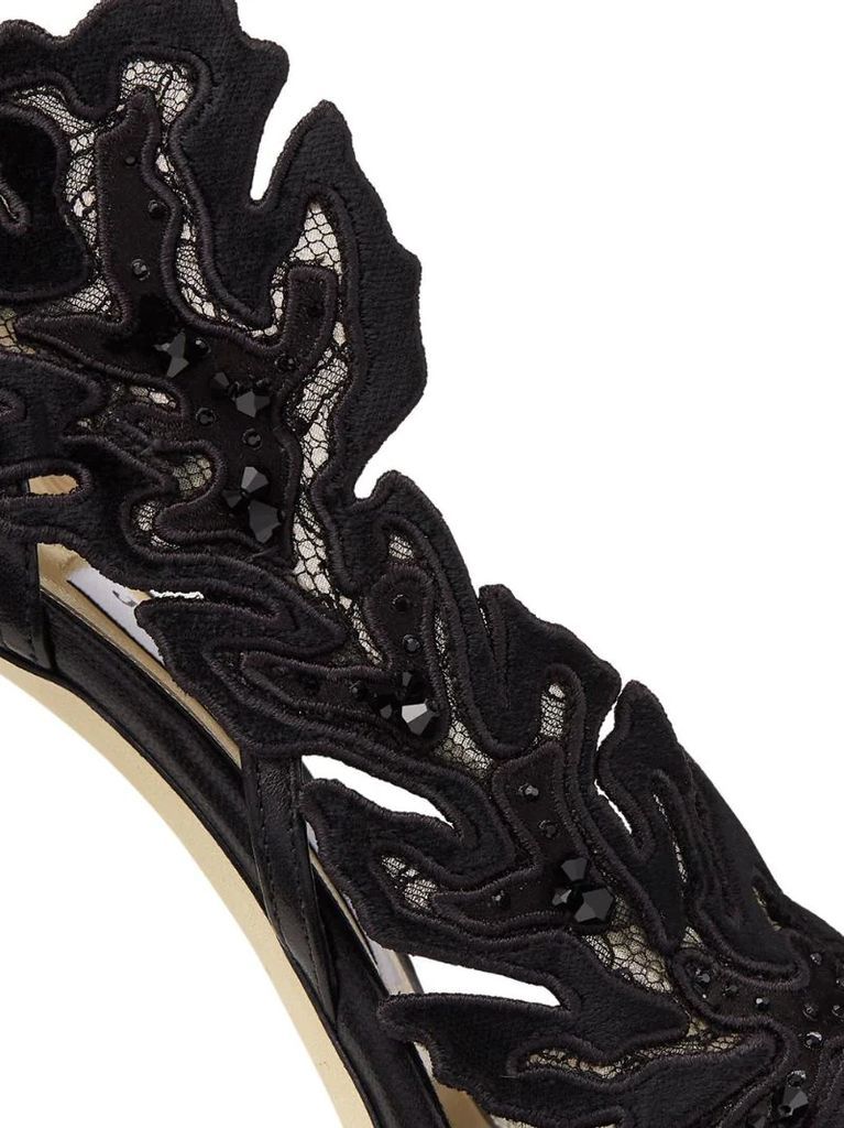 Lucele 100mm lace-embellished sandals