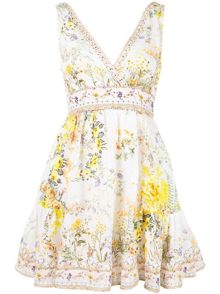 panelled floral mini dress