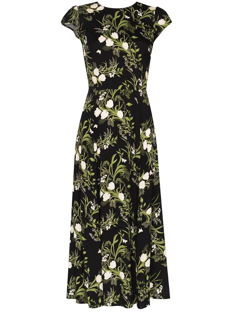 Gavin floral-print slit dress