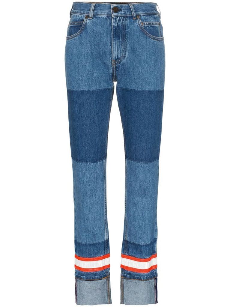 fire tape applique straight jeans