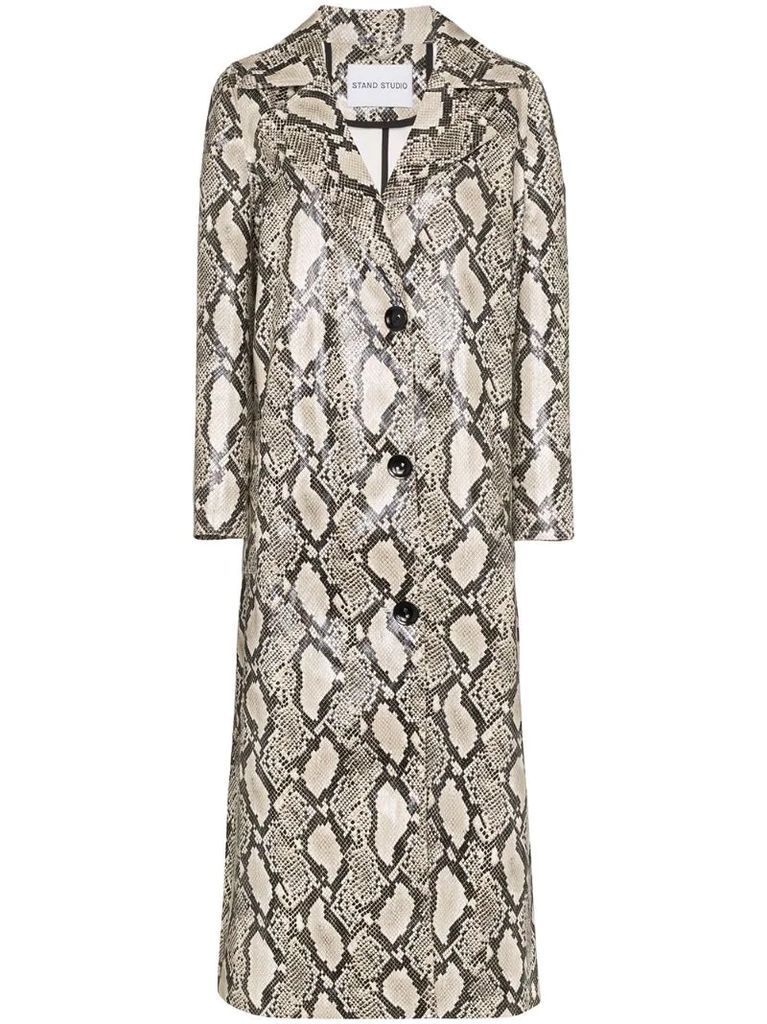 Mollie snake-print faux leather coat
