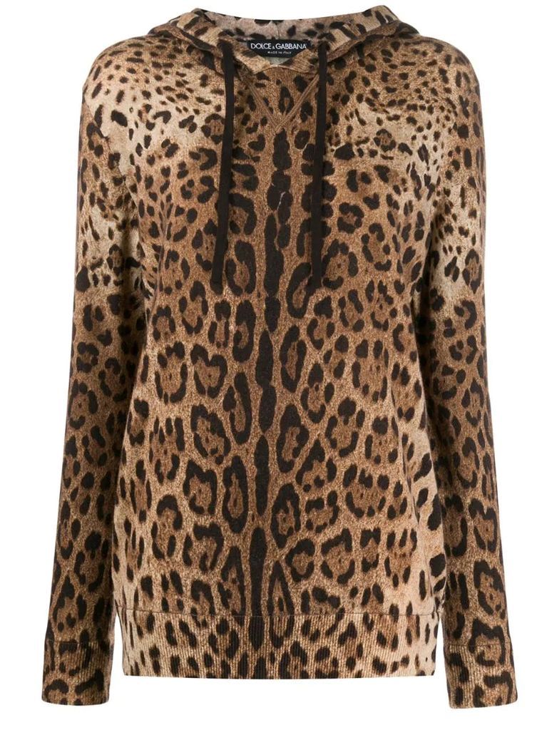 cashmere knitted leopard hoodie