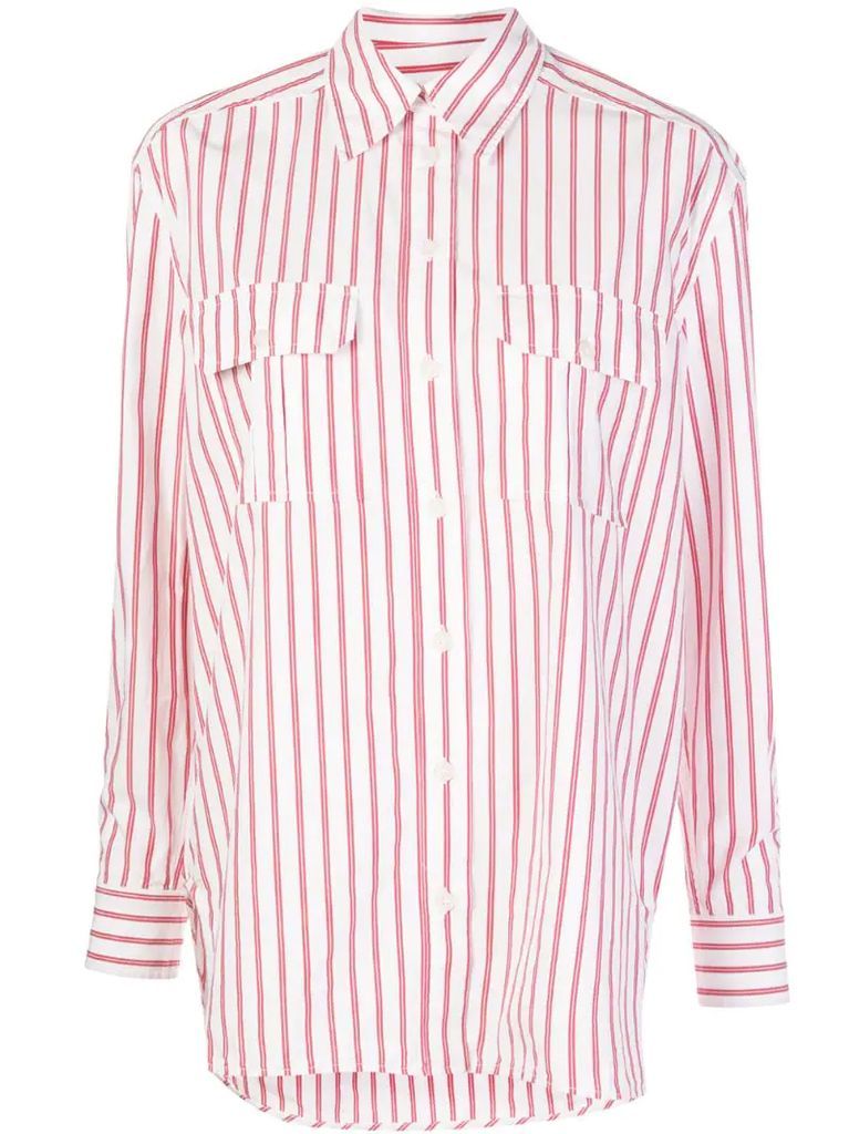 striped print shirt