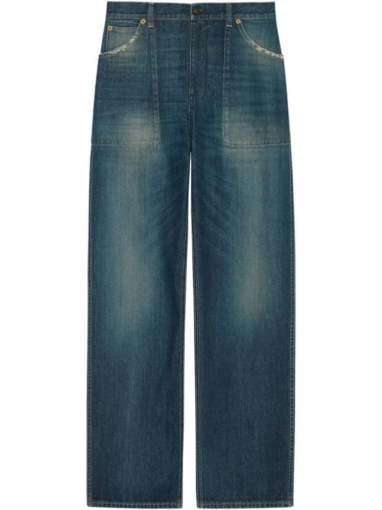 eco-wash organic denim distressed jeans