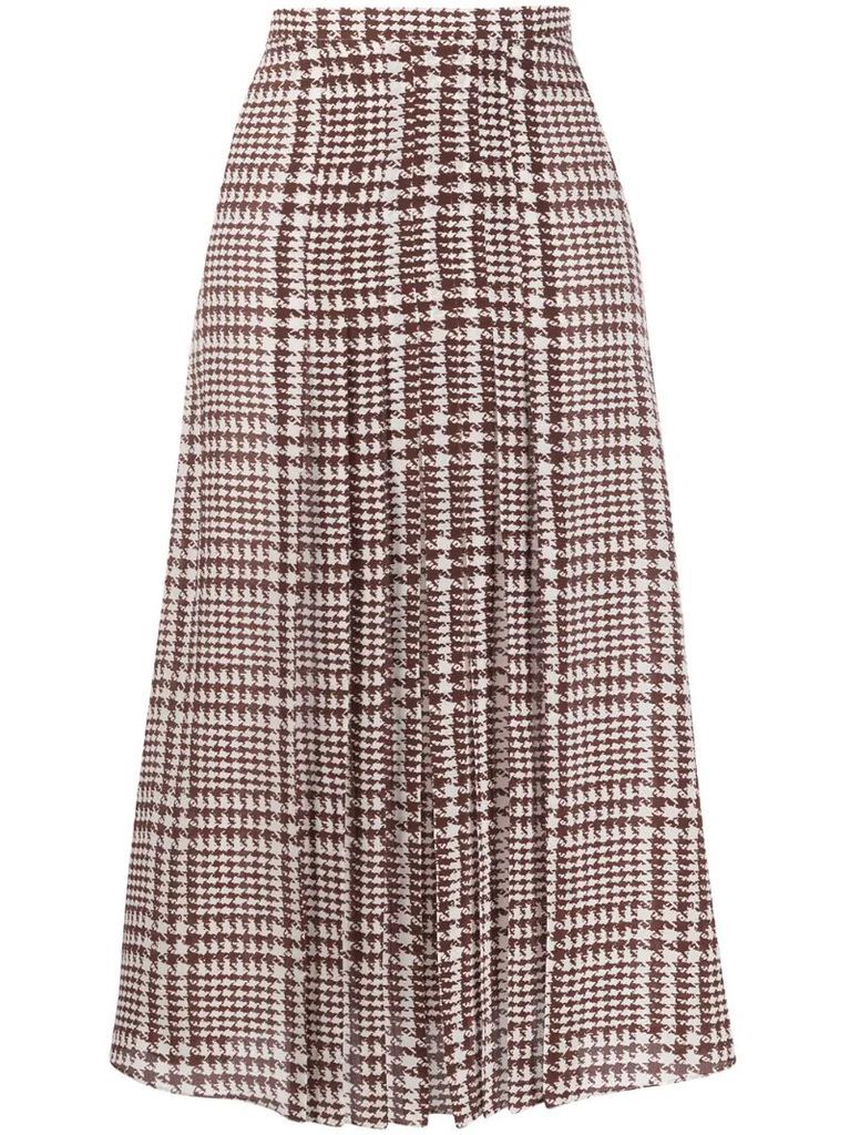 high-waisted houndstooth skirt