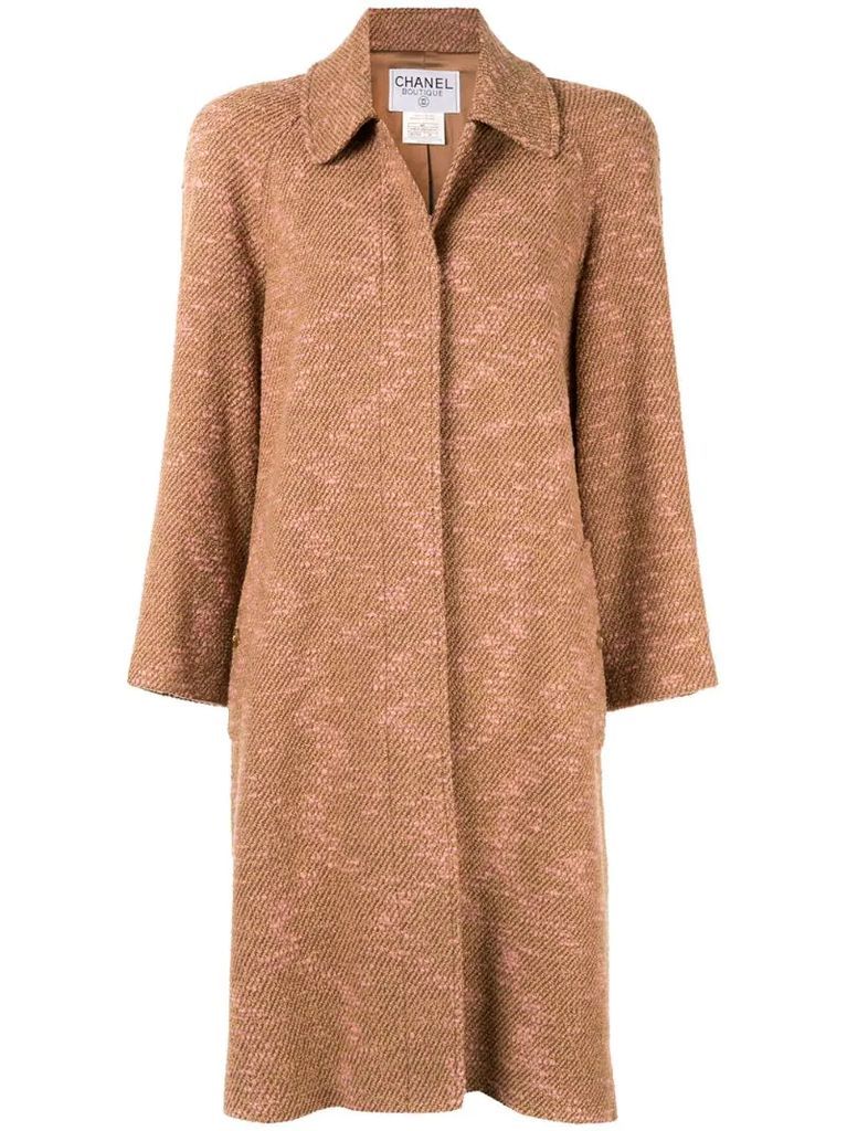 long sleeve two-tone tweed coat
