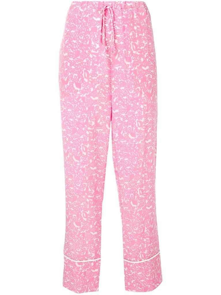 floral drawstring flared trousers