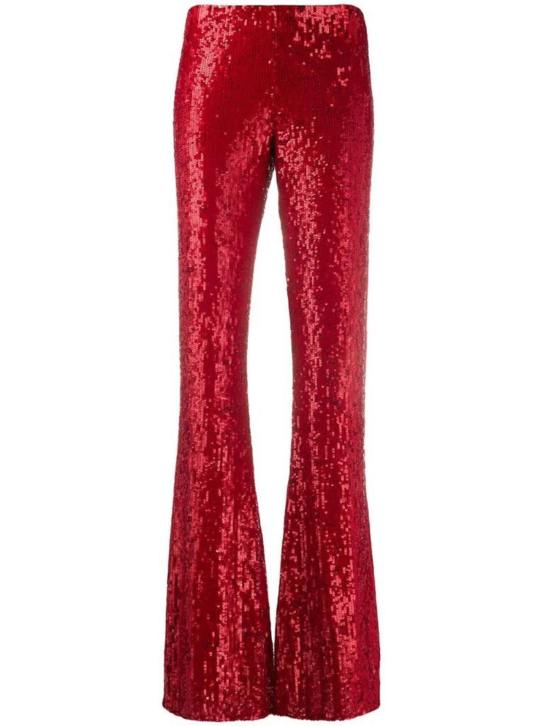 flared sequinned trousers