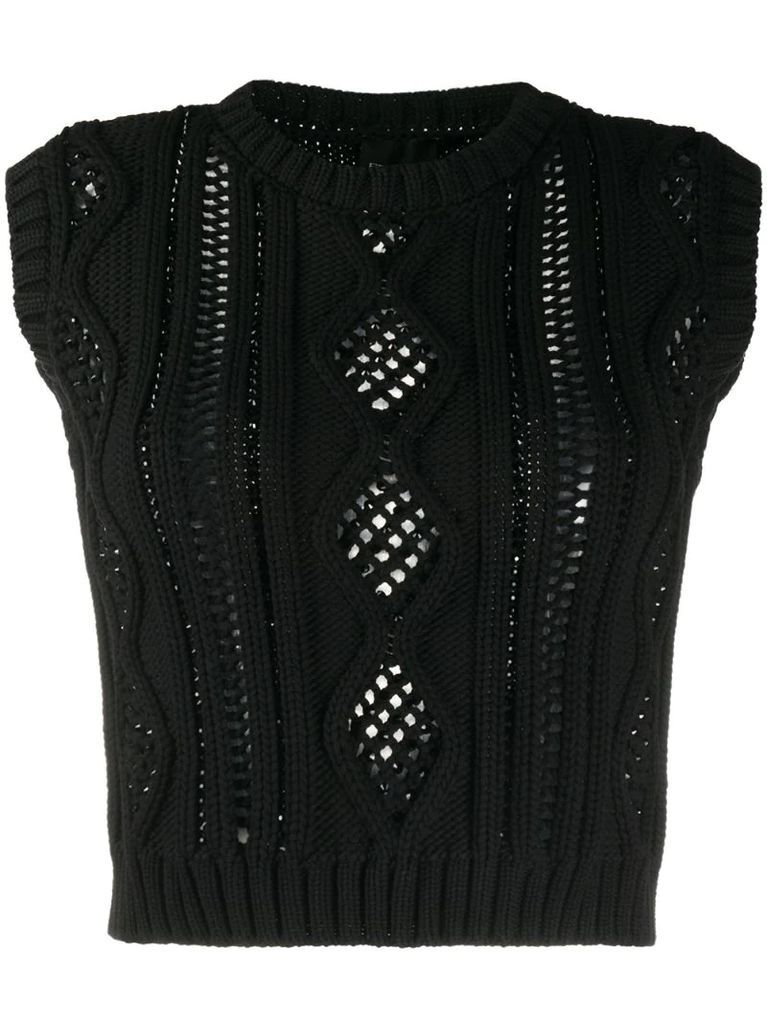 sleeveless cut-out detail knitted top