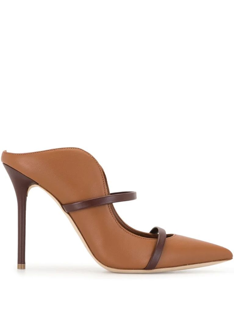 pointed-toe leather mules