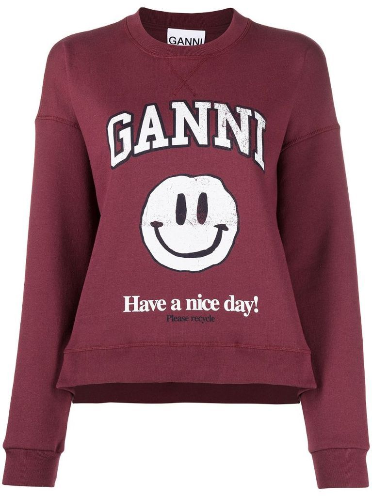 smiley print sweatshirt