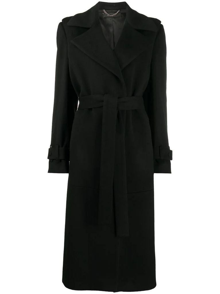 long belted coat