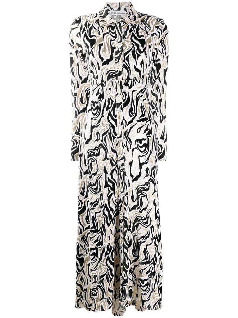 abstract-print velvet dress