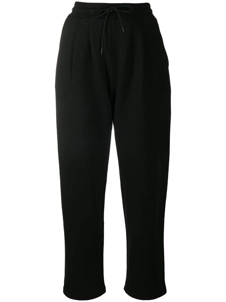 drawstring-waist cotton track trousers