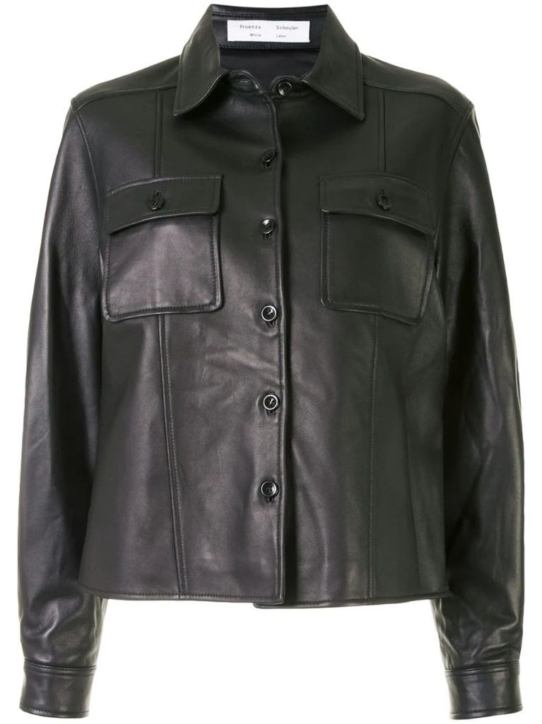 button-up leather jacket