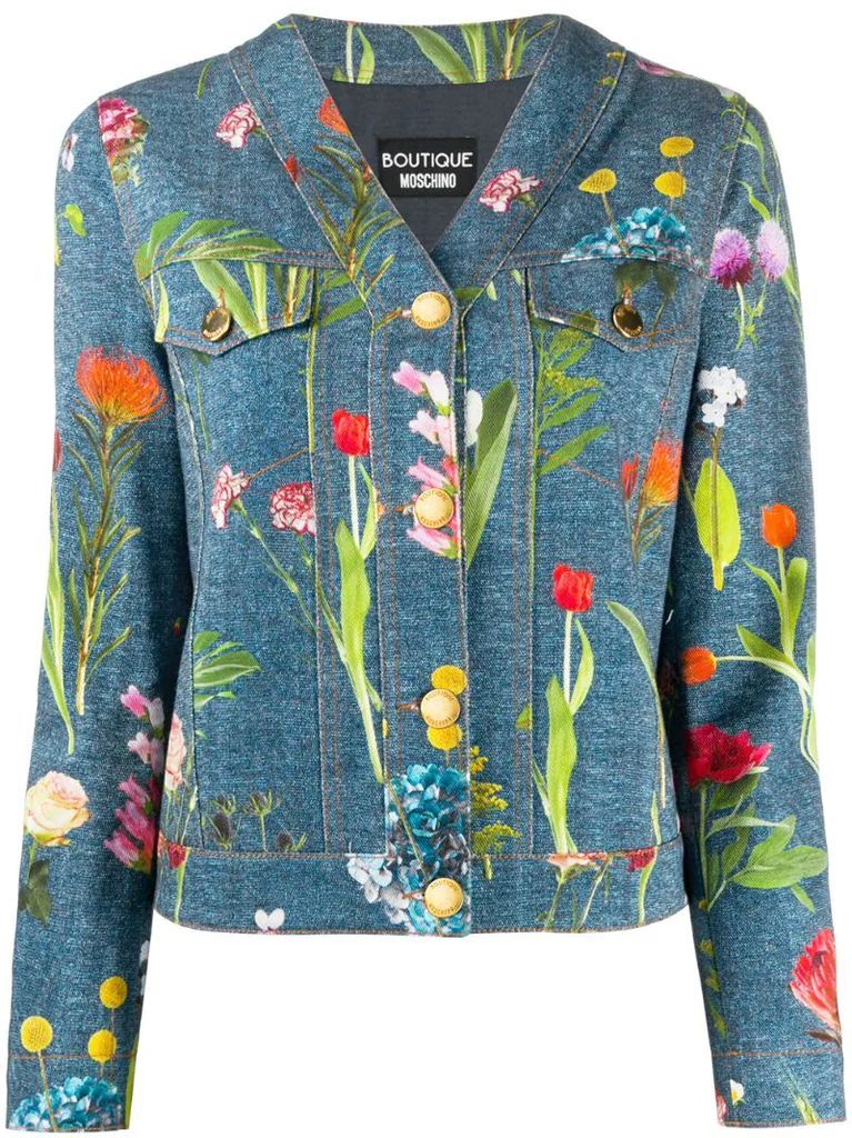photographic-floral denim jacket