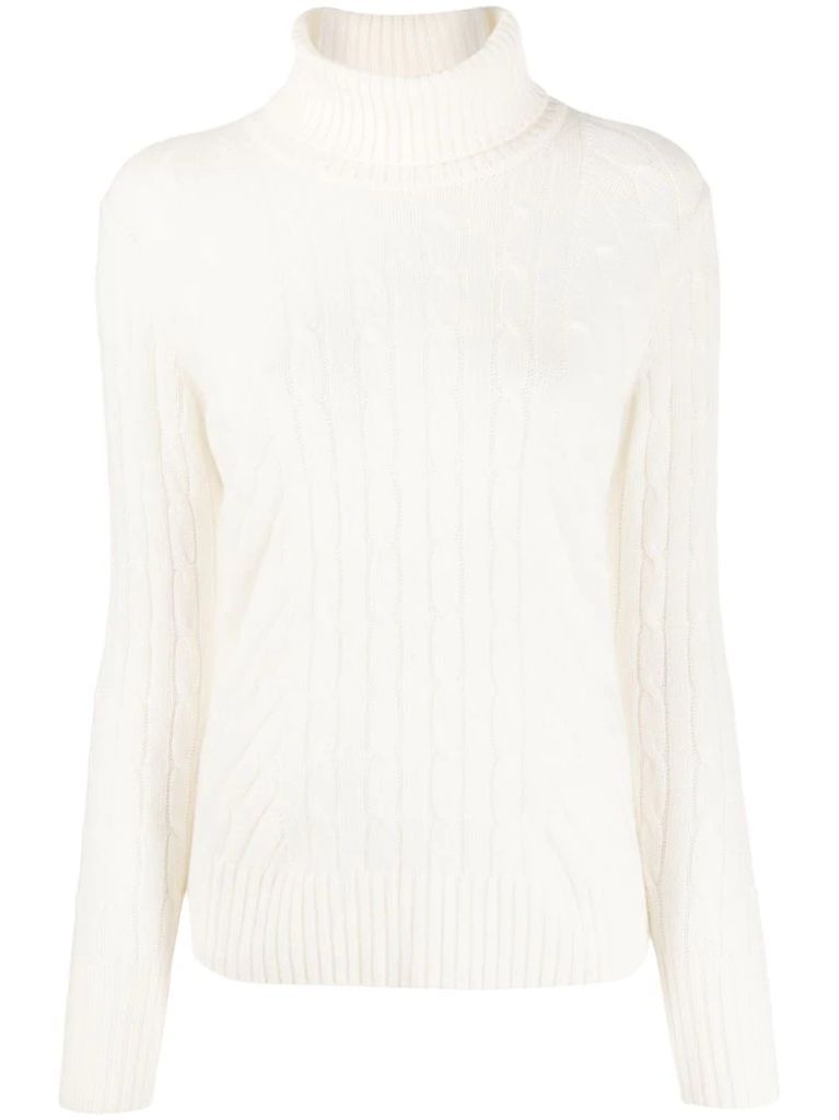 cable knit roll neck jumper