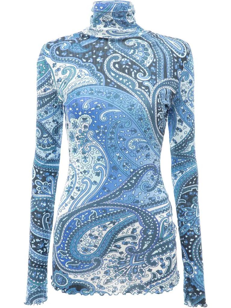 paisley-print roll-neck top