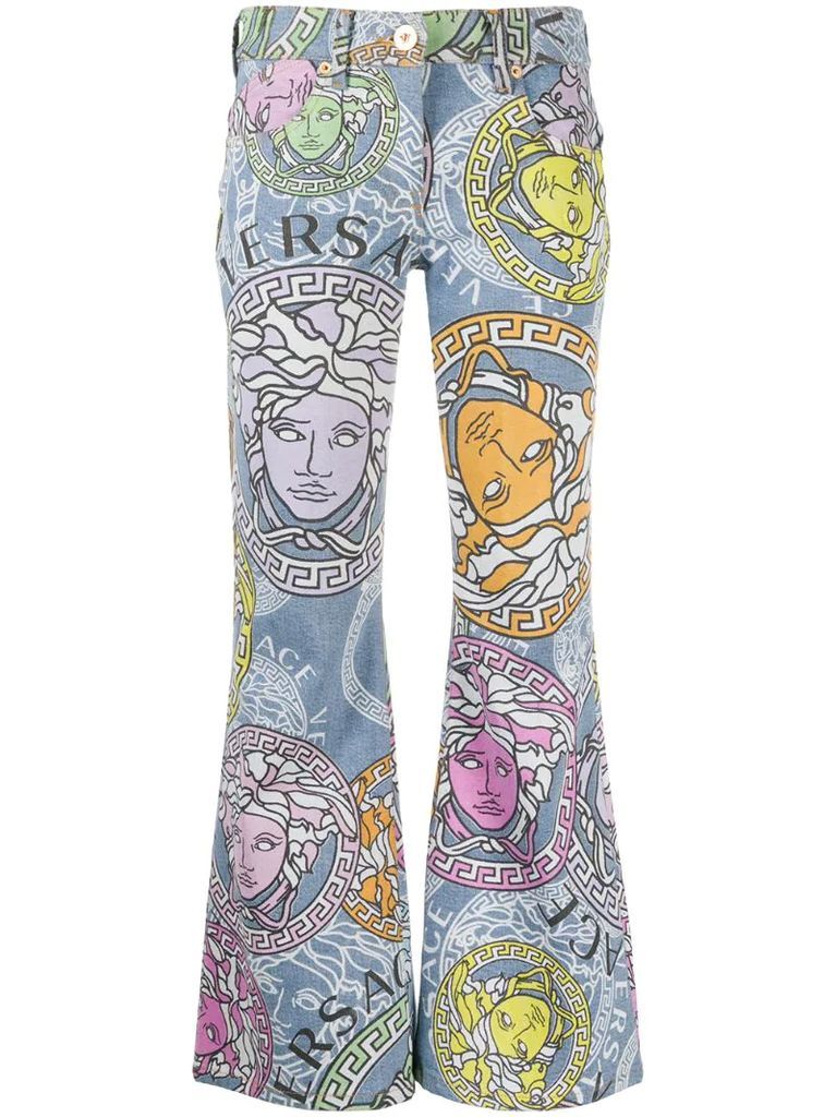 Medusa Amplified print flared cropped jeans