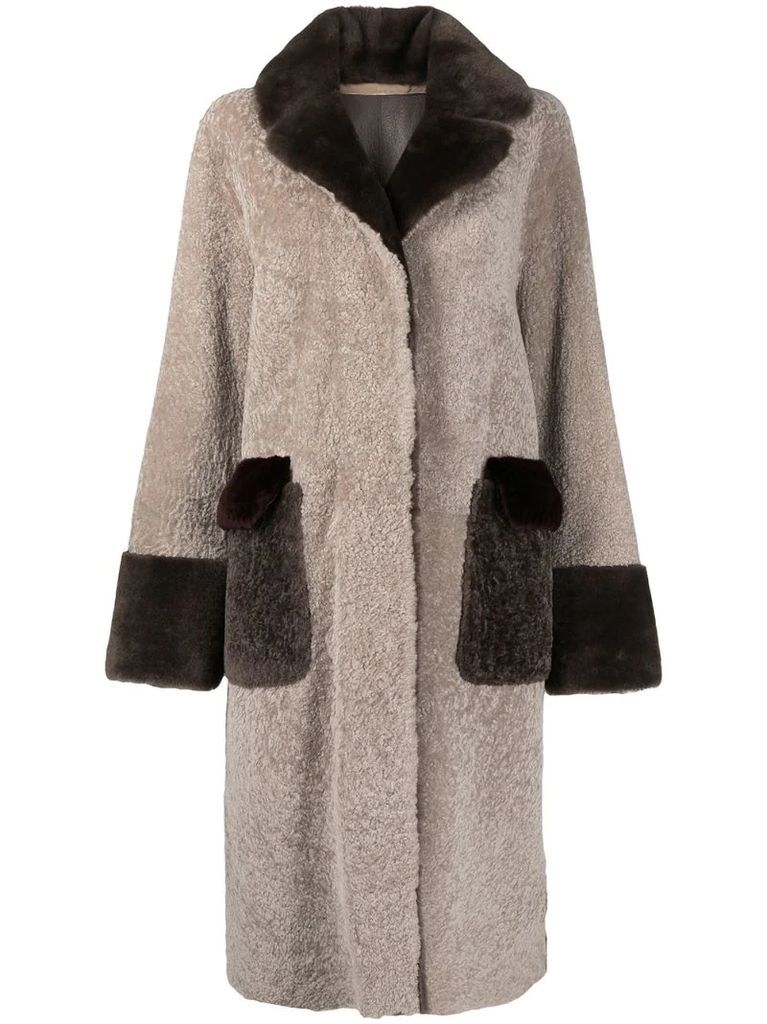 reversible belted sheepskin coat