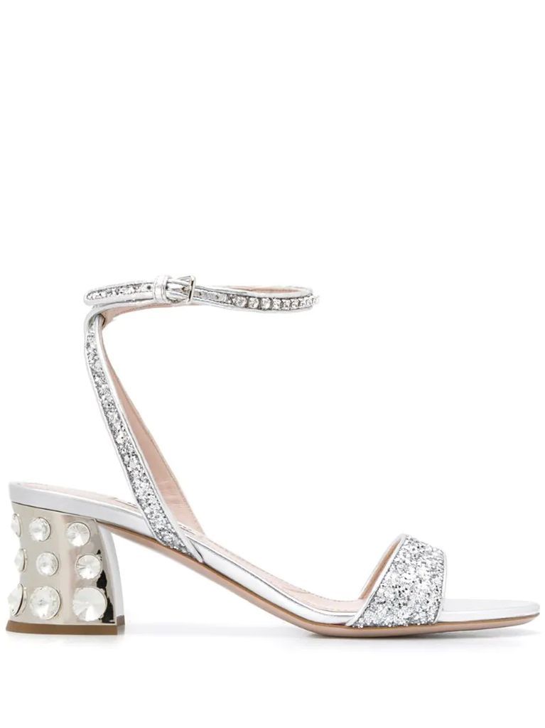 glitter crystal-embellished sandals