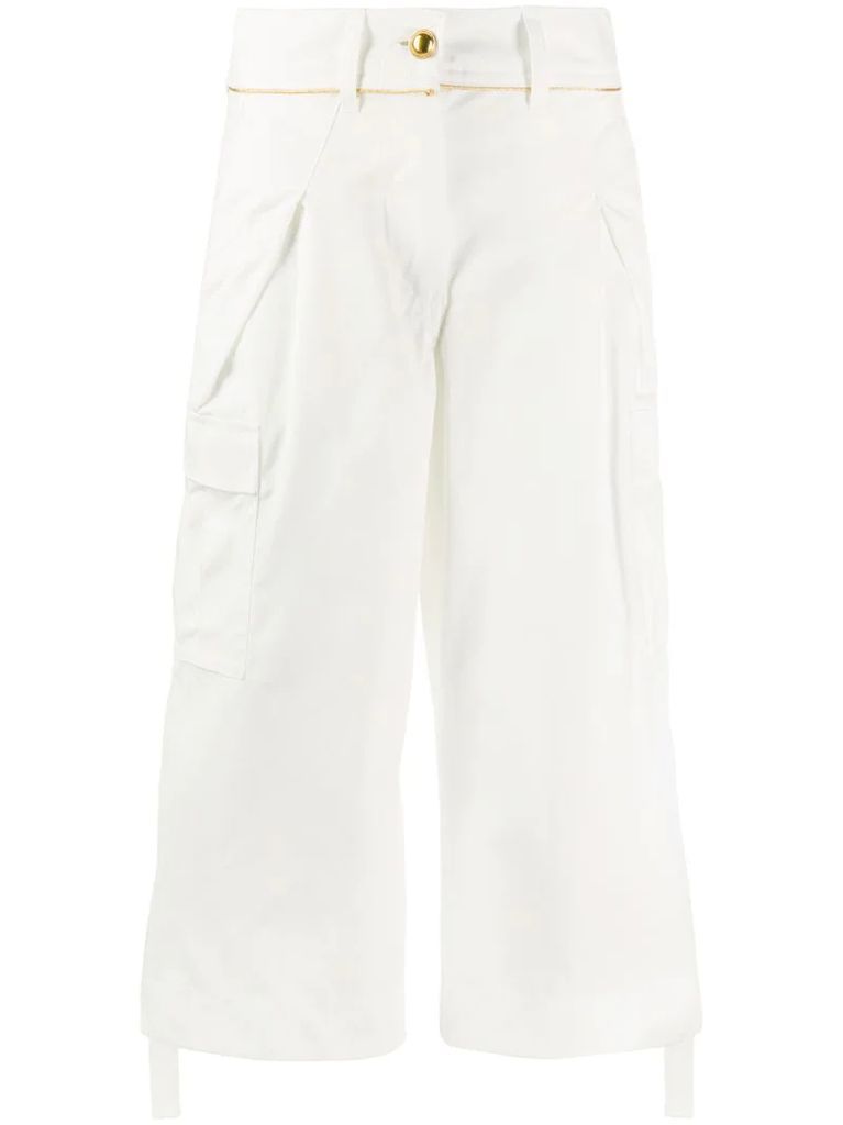 cropped straight-leg cargo trousers