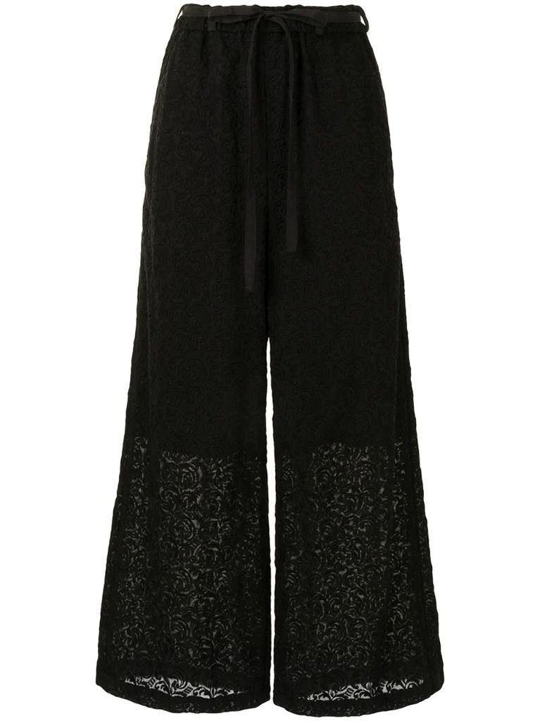 embroidered wide-leg trousers