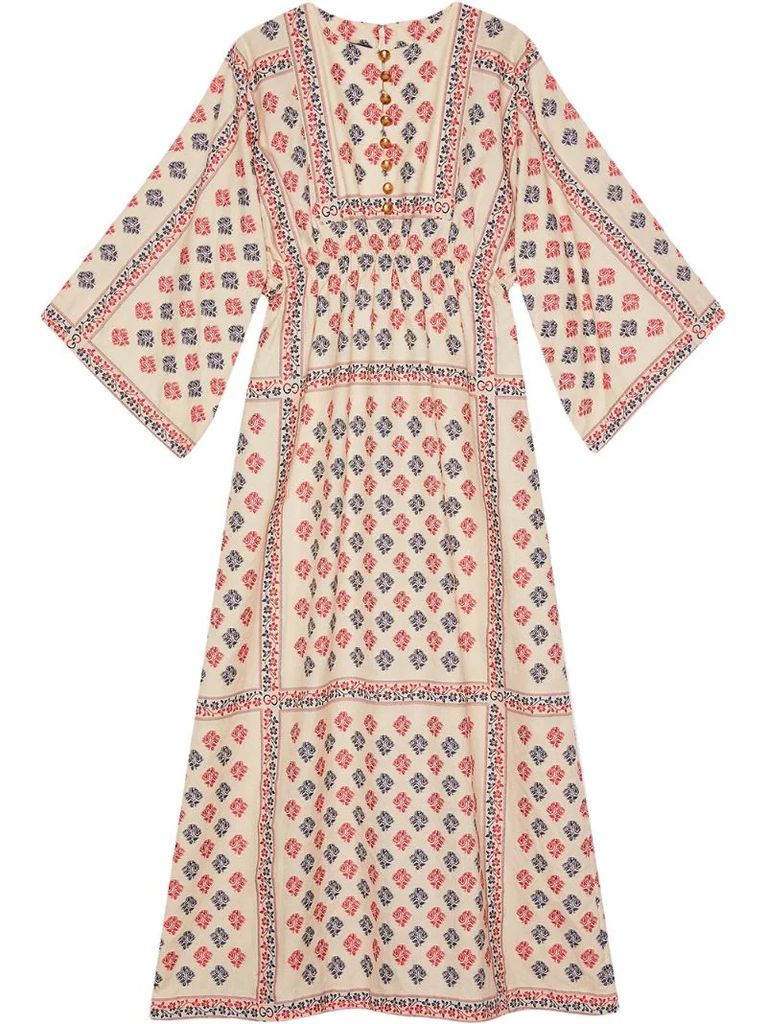 geometric pattern kaftan dress