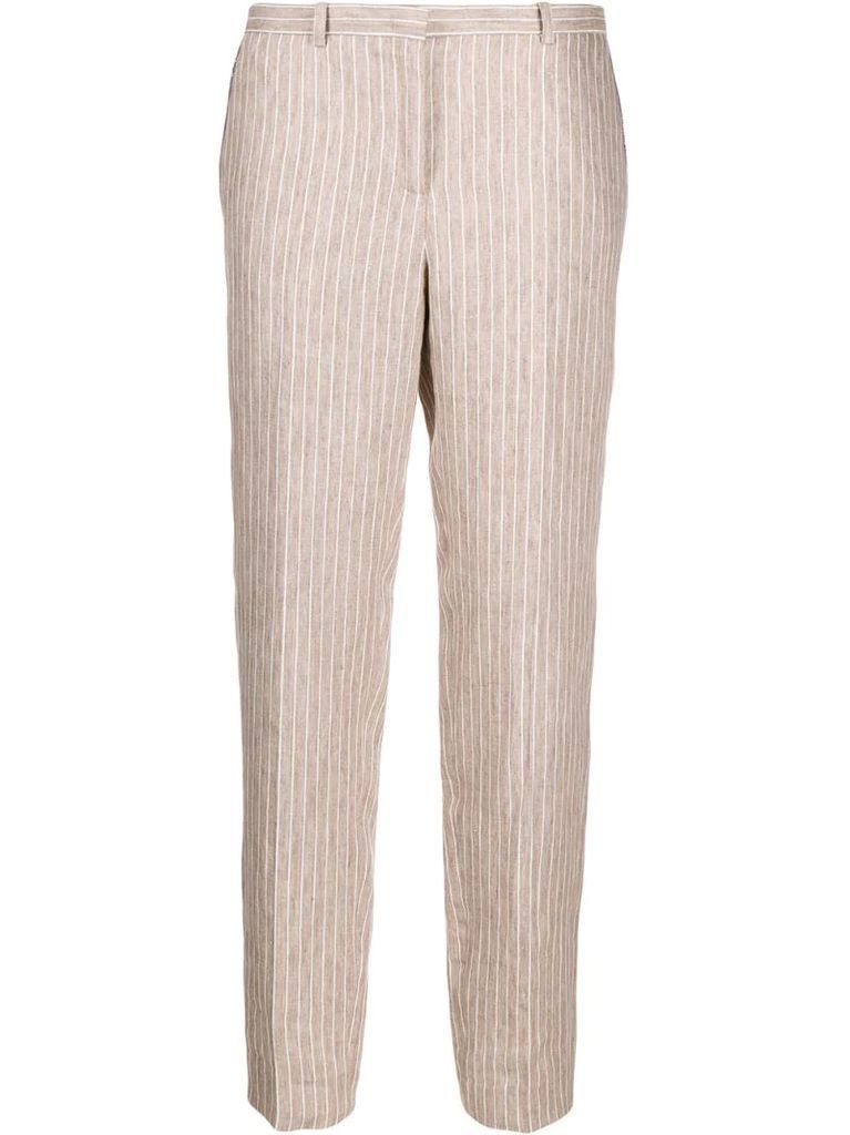 pinstriped cropped trousers