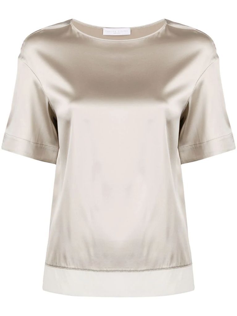 jersey-hem satin top