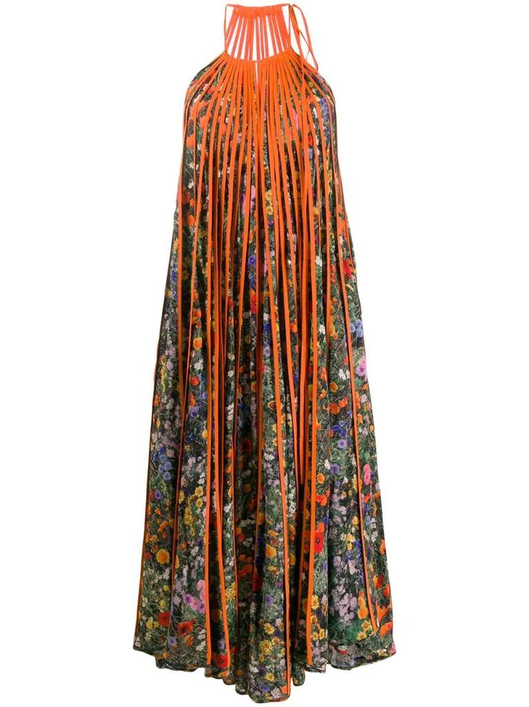 floral pleated long dress