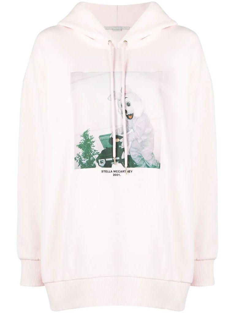 Bunny-print drawstring hoodie