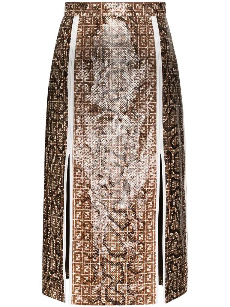 snake print FF motif skirt