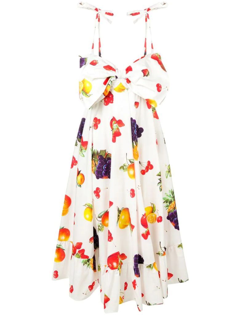 fruit print flared dress