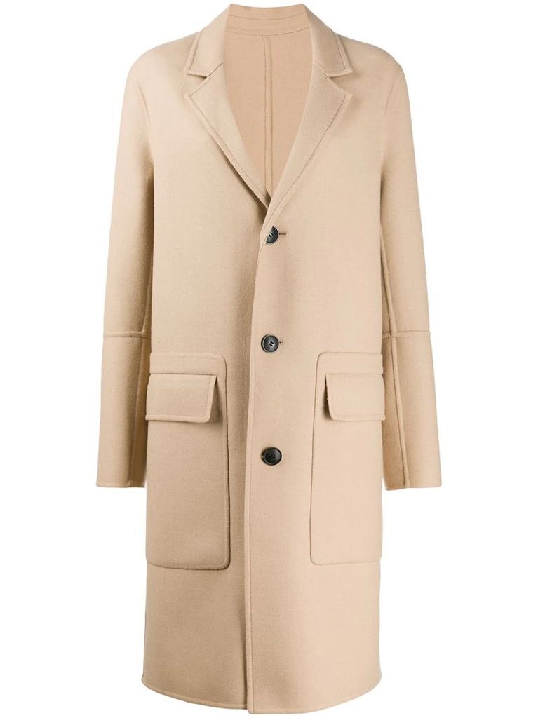 unstructured buttoned coat
