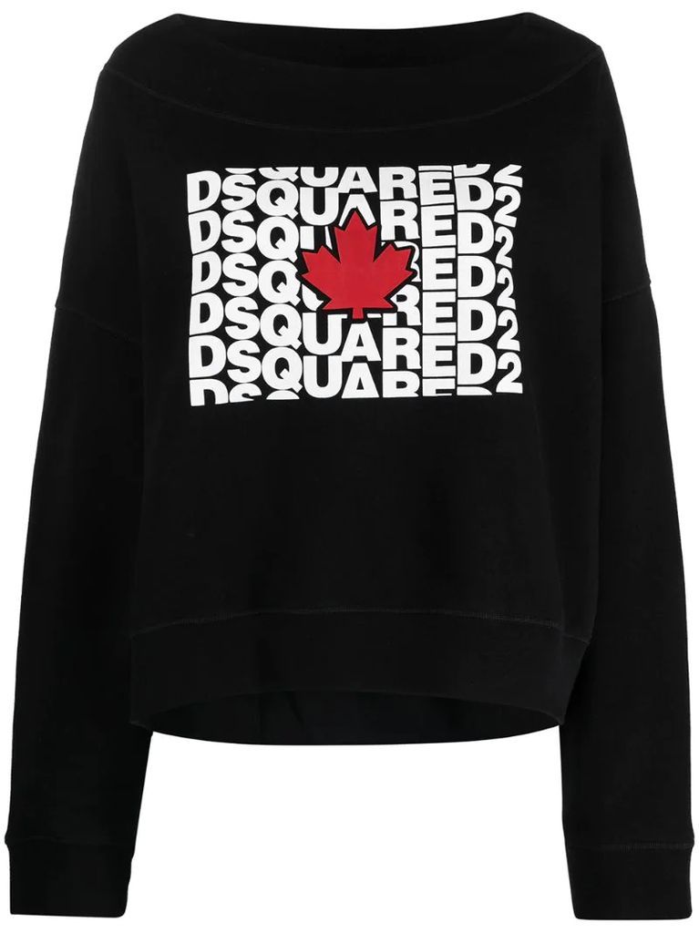 cold-shoulder logo-print sweatshirt