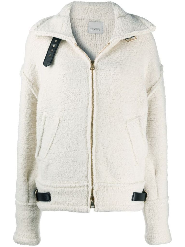 zip-up wool jacket