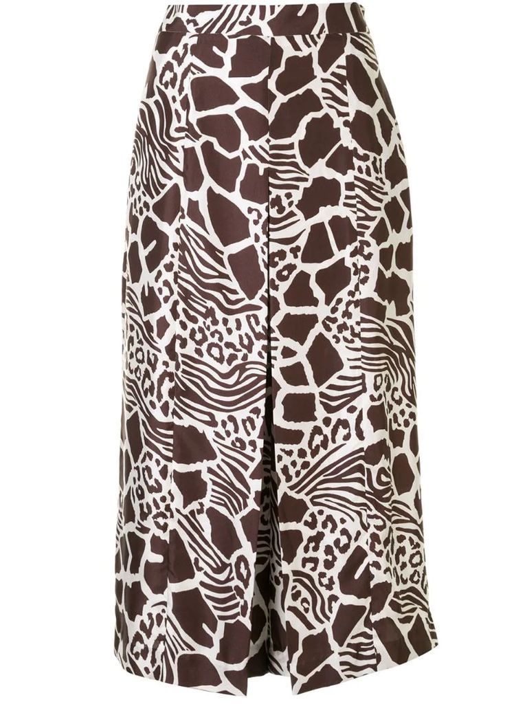 Front Pleat Animal Print culottes